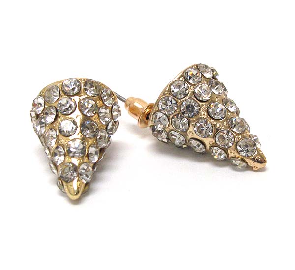 Crystal metal spike stud earring