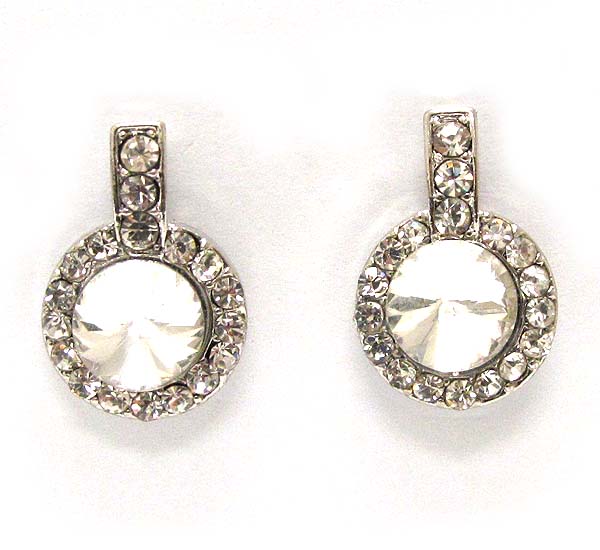 Crystal metal round stud earring