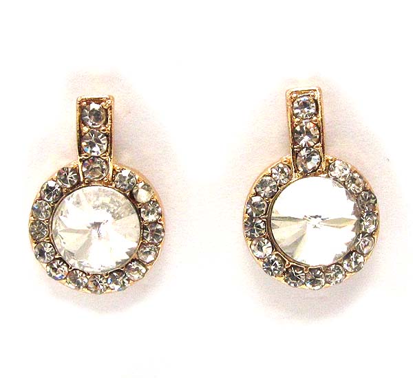 Crystal metal round stud earring