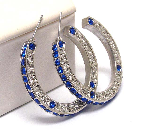 Crystal pattern with textered on hoop earring - hoops