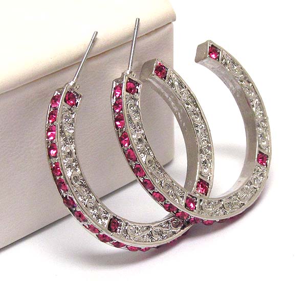 Crystal pattern with textered on hoop earring - hoops