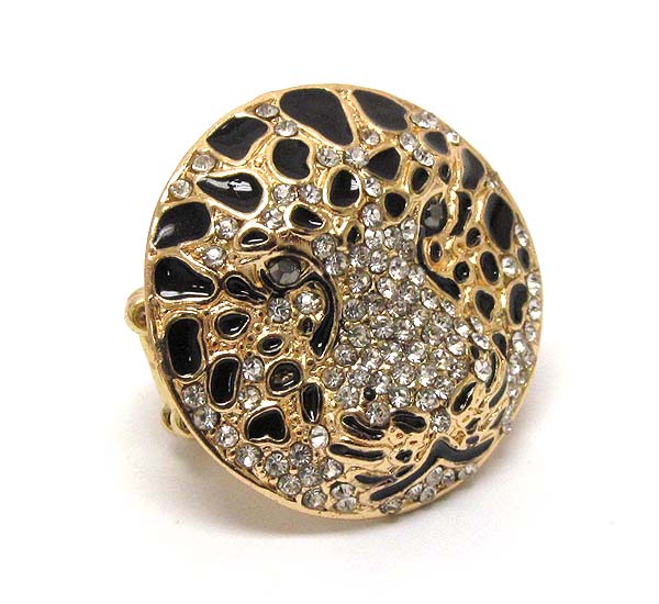 Crystal round leopard face stretch ring 