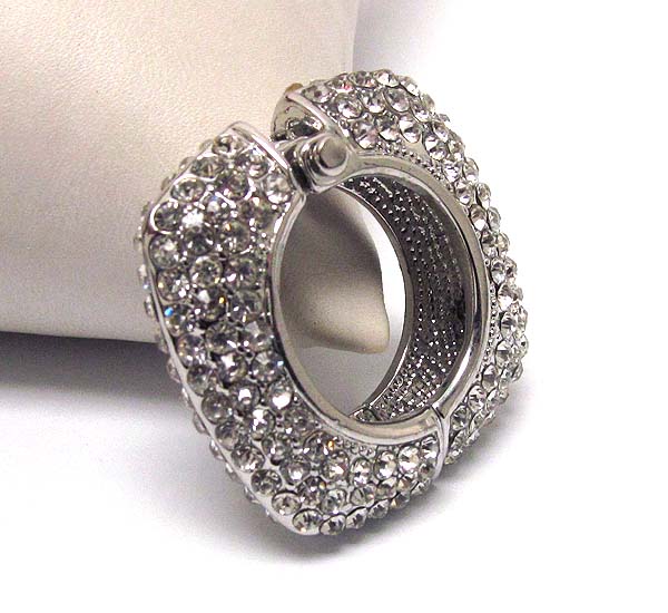 Crystal square hinge style ring