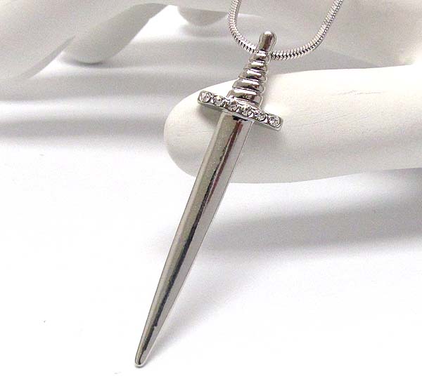 Made in korea whitegold plating crystal sword pendant necklace