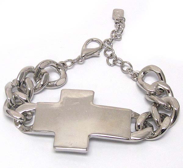 Metal plain cross chain bracelet