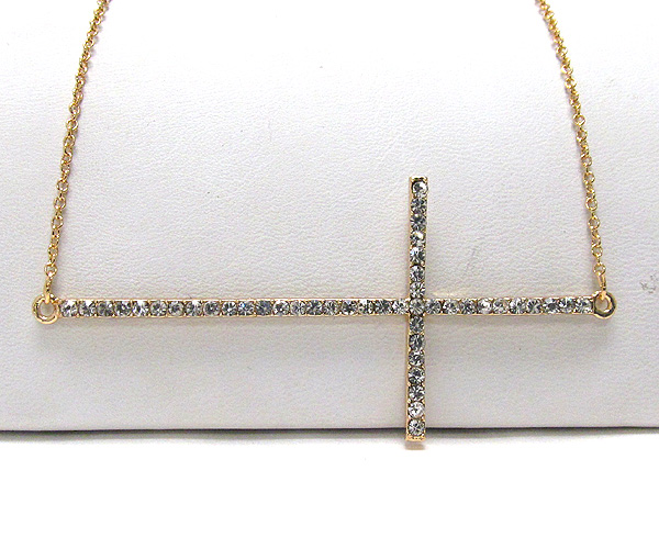 Crystal metal cross chain necklace