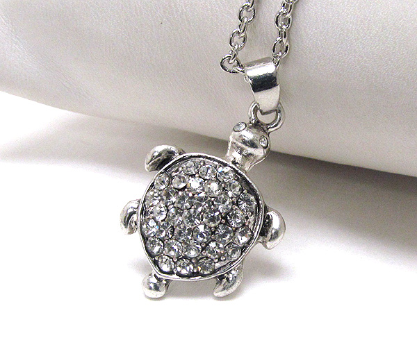 Crystal deco turtle necklace