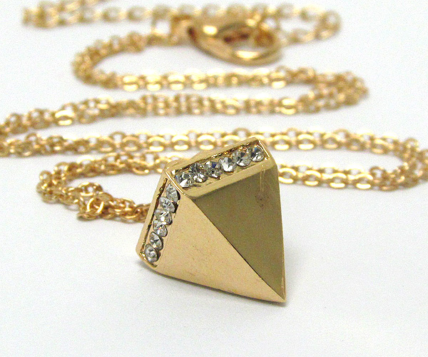 Crystal deco 3d spike pendant necklace