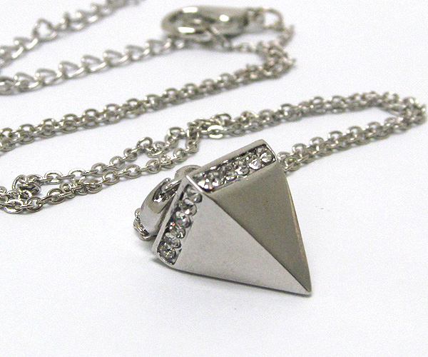 Crystal deco 3d spike pendant necklace