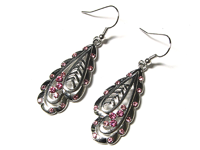 Metal and crystal leaf earring