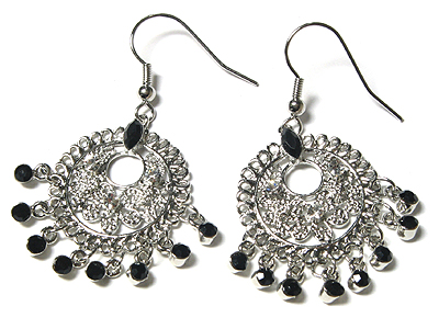 Crystal hoop and ball drop earring - hoops