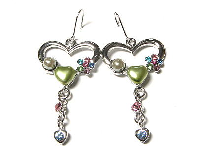 Made in korea whitegold plating fresh water pearl heart drop earring