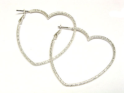 Glittering metal heart hoop earring - hoops