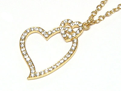 Crystal dual heart necklace