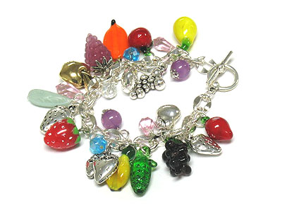 Multi fruit charm fashion bracelet