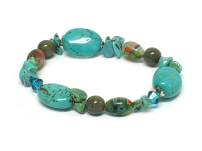 Turquoise stone stretch bracelet