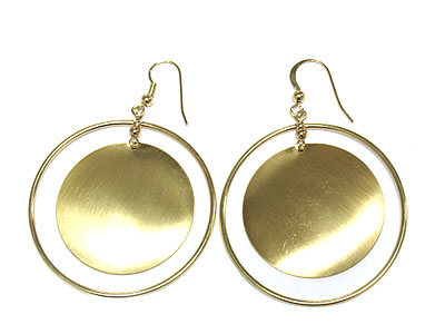 Metal disk and ring dangle earring