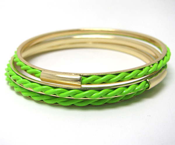 3 row color metal bangle bracelet