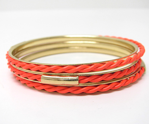 3 row color metal bangle bracelet