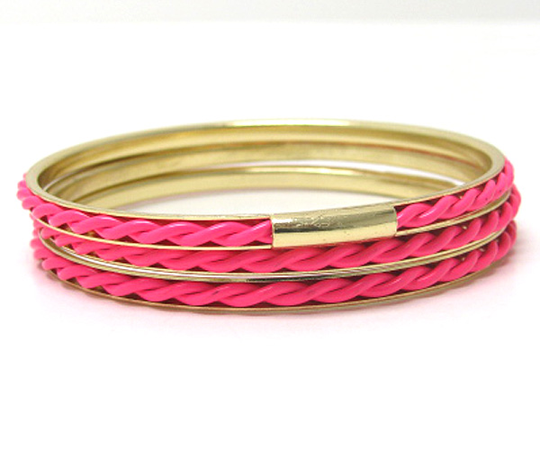 3 row color metal bangle bracelet