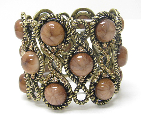 Crystal stone metal mix stretch bracelet