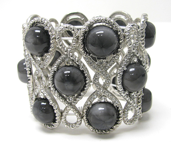 Crystal stone metal mix stretch bracelet