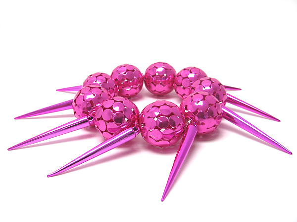 Metal multi ball and spike basketball wives inspired stretch bracelet