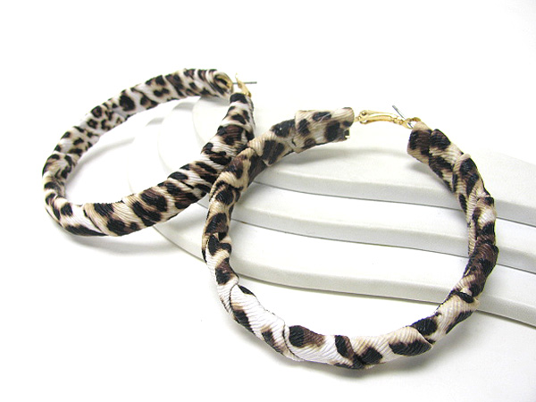 Leatherette leopard print hoop earring - hoops