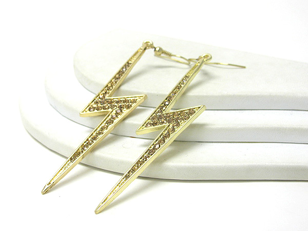 Crystal metal lightning bolt basketball wives inspired  drop earrings