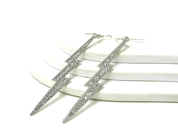 Crystal metal lightning bolt basketball wives inspired  drop earrings