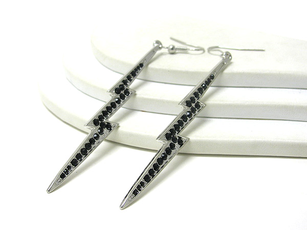 Crystal metal lightning bolt basketball wives inspired  drop earrings