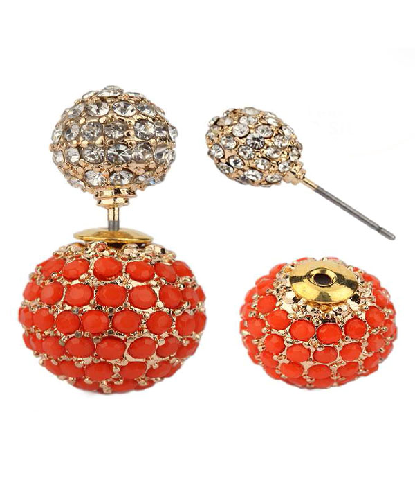 Crystal fireball double sided front and back earring