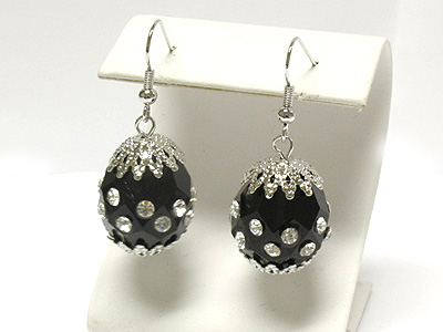 Crystal stud acryl ball drop earring