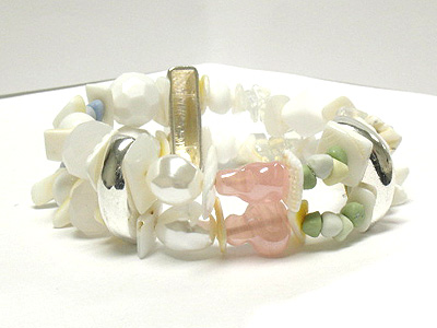 Natural shell double stretch bracelet