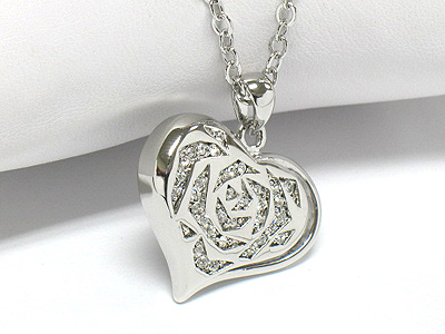 Crystal rose heart necklace