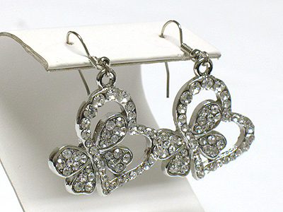 Crystal heart earring - dragonfly inside