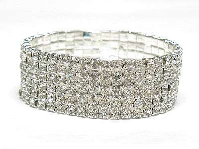 6 row rhinestone stretch bracelet