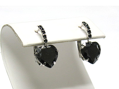 Cubic zirconia heart and crystal line earring