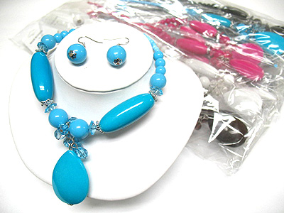 Sell by dozen - acrylic ball necklace and earring set mens jewelry