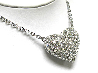 Crystal large puffy heart pendant necklace