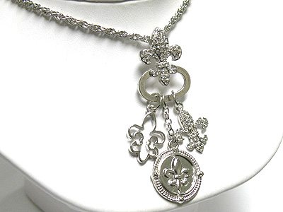 Crystal multi fleur de lis dangling neckalce