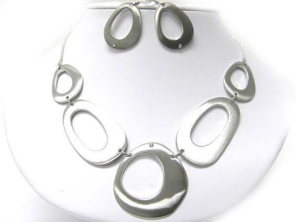 Multi art design metal link necklace earring set