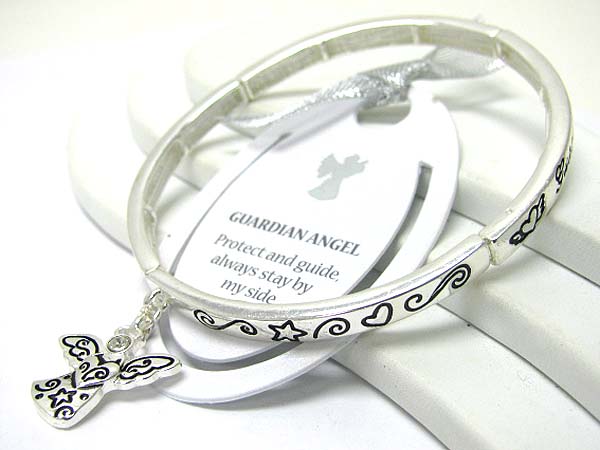 Guardian angel theme inspiration message stretch bracelet