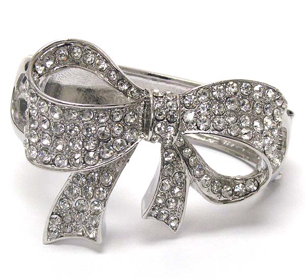 Crystal metal bow hinge bangle