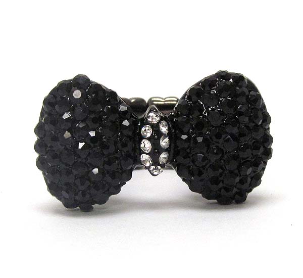 Crystal metal puffy bow stretch ring