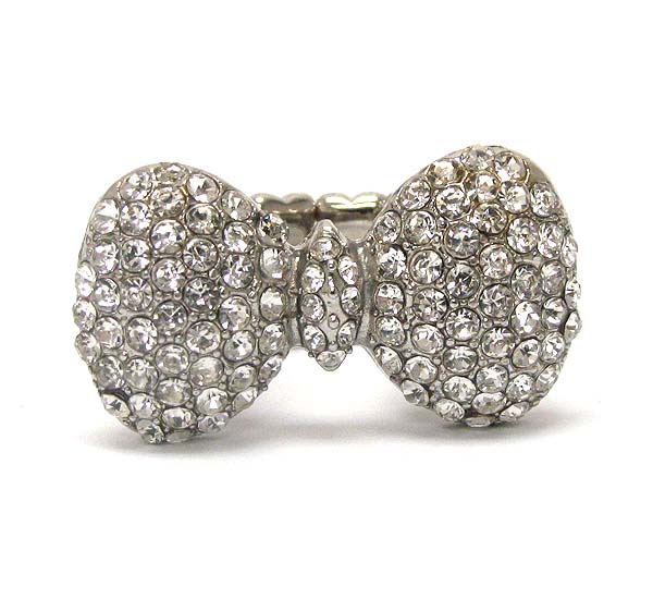 Crystal metal puffy bow stretch ring