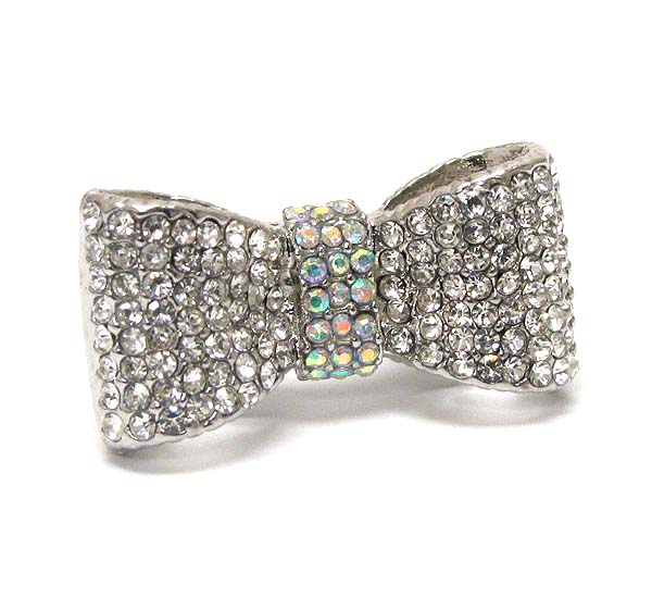 Crystal metal bow stretch ring