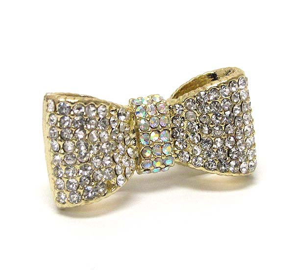 Crystal metal bow stretch ring