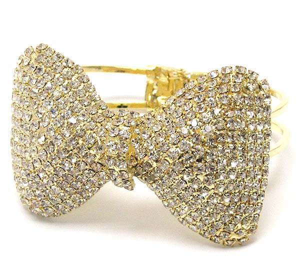 Crystal metal colorful bow hinge bangle