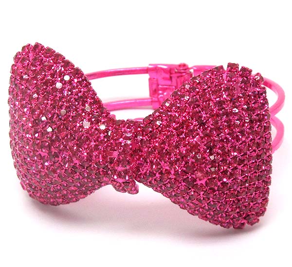 Crystal metal colorful bow hinge bangle